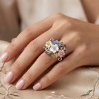 D'Joy - Multi-Gemstone Floral Vine Ring in Rhodium Overlay Sterling Silver 2.00 Ct._8594241_1