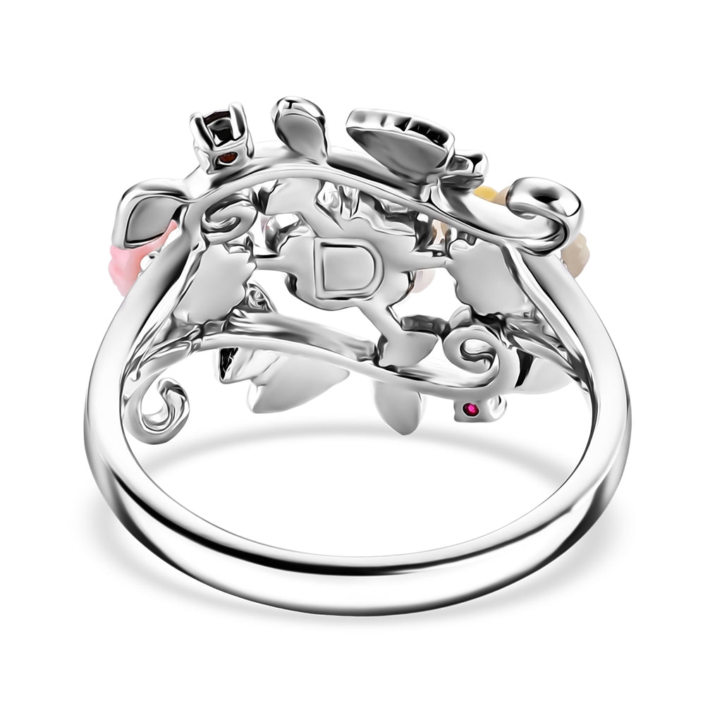 D'Joy - Multi-Gemstone Floral Vine Ring in Rhodium Overlay Sterling Silver 2.00 Ct._8594241_4