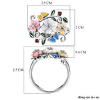 D'Joy - Multi-Gemstone Floral Vine Ring in Rhodium Overlay Sterling Silver 2.00 Ct._8594241_5