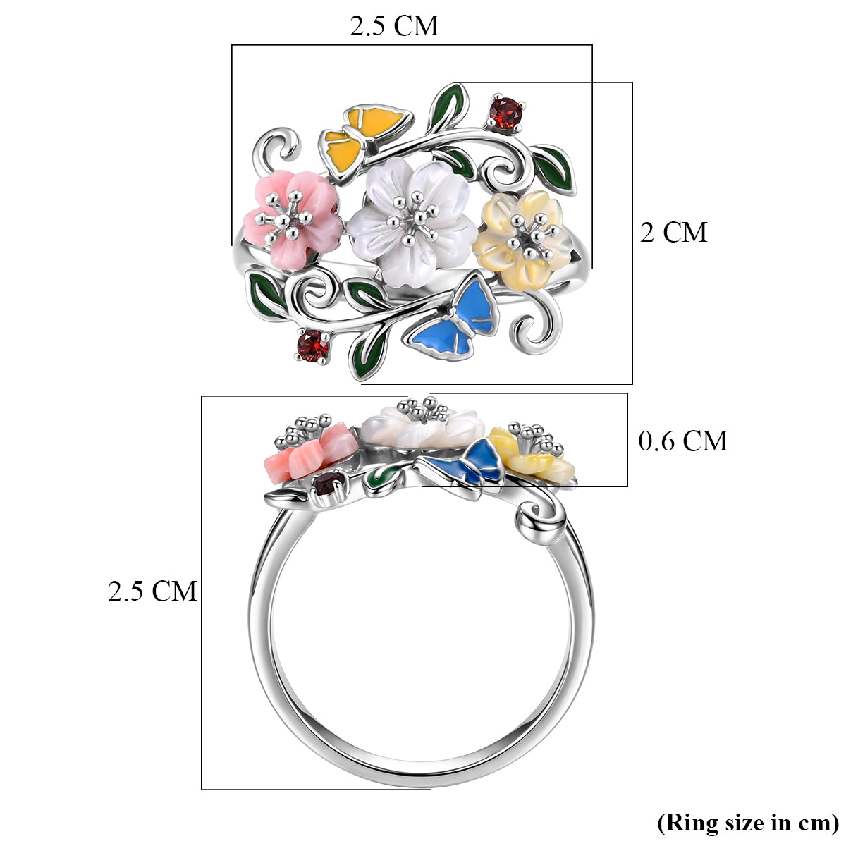 Jardin Collection - Multi-Gemstone Floral Vine Ring in Rhodium Overlay Sterling Silver 2.00 Ct. 8594241 6