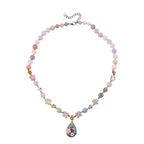D'Joy Jardin Collection - Purple Mother of Pearl & Multi Gemstones Adjustable Drop Necklace (Size - 18+2 Ext) in Rhodium Overlay Sterling Silver_8594311_3