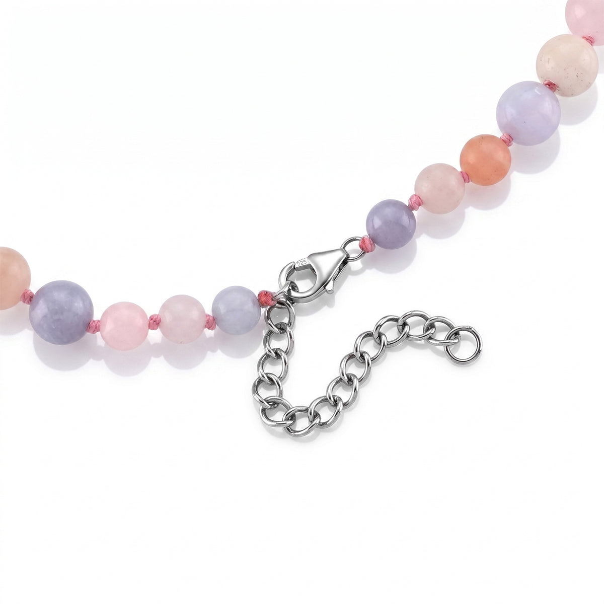 Jardin Collection - Purple Mother of Pearl &amp; Multi Gemstones Adjustable Drop Necklace (Size - 18-2 Ext) in Rhodium Overlay Sterling Silver 8594311 5