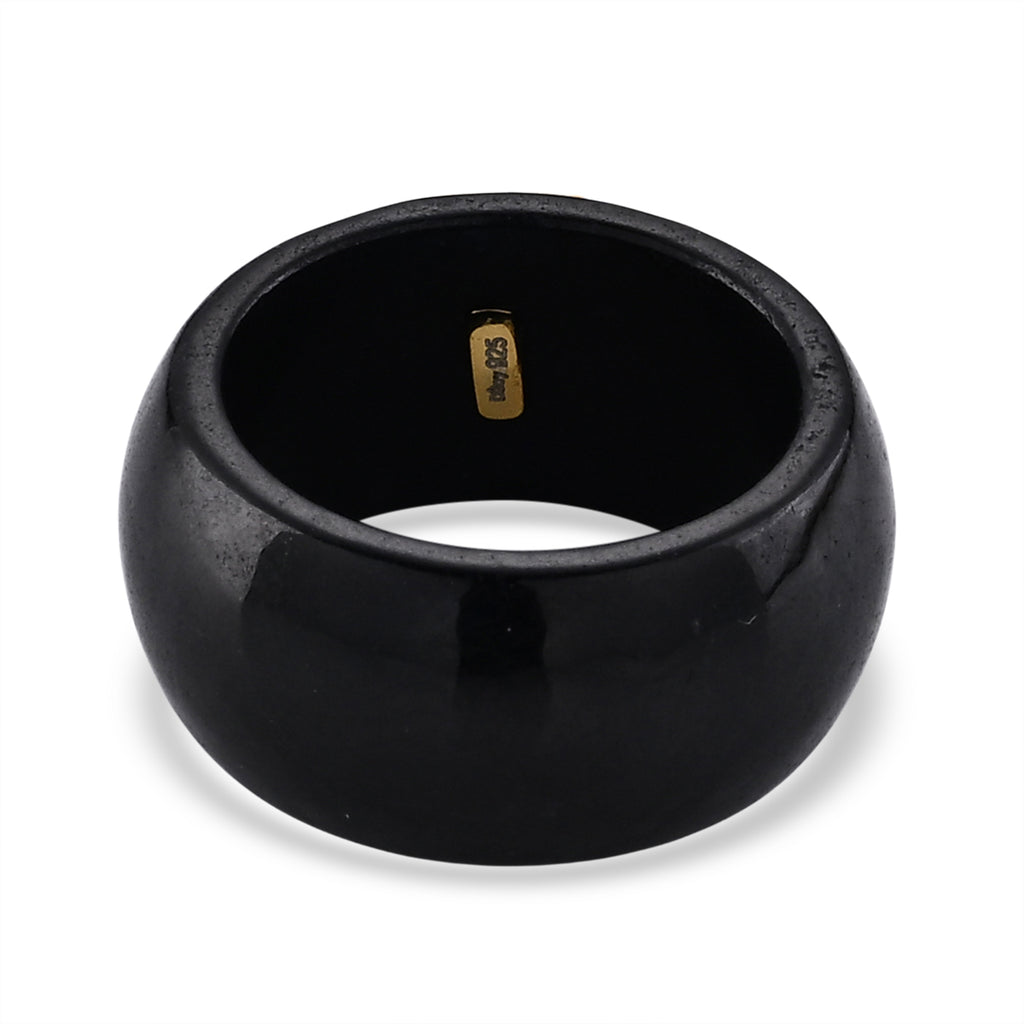 D'Joy Jardin Collection - Black Jade, Red Garnet, Moissanite & White Mother Of Pearl Floral Vine Band Ring in Yellow Gold Plated Sterling Silver_8594507_4