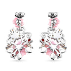 D'Joy Jardin Collection - Red Garnet, Citrine, Peridot & Pink Mother Of Pearl Floral Vine Earring with Push Back in Rhodium Overlay Sterling Silver_8594619_3