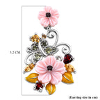 D'Joy Jardin Collection - Red Garnet, Citrine, Peridot & Pink Mother Of Pearl Floral Vine Earring with Push Back in Rhodium Overlay Sterling Silver_8594619_4