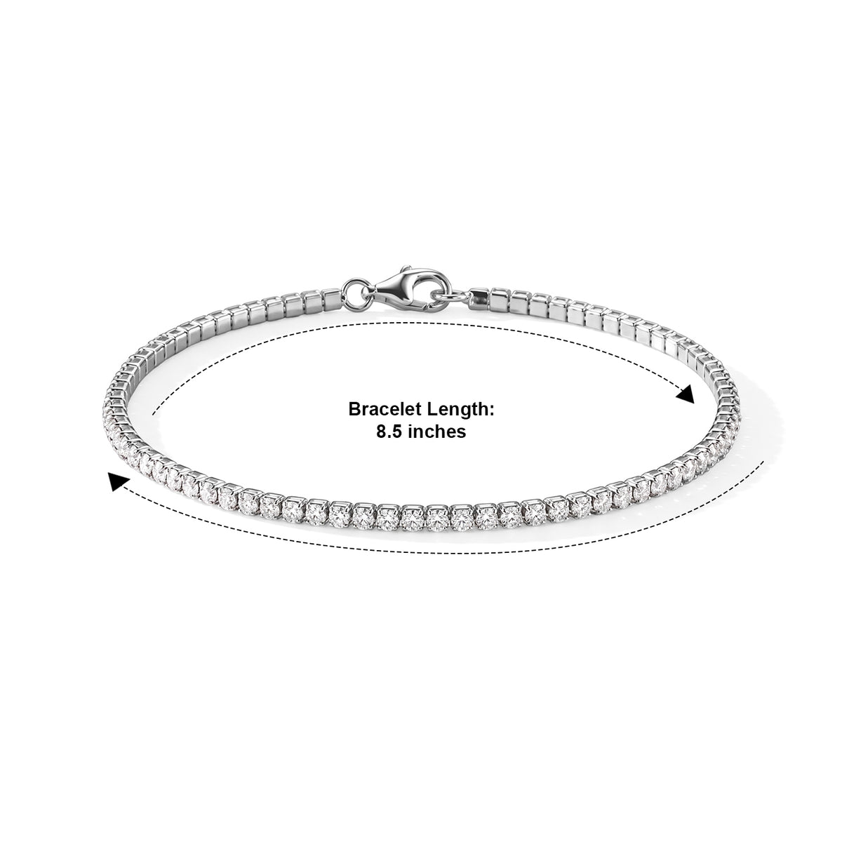 Rachel Galley - Moissanite Tennis Bracelet (Size - 8.5) in Rhodium Overlay Sterling Silver 2.85 Ct. 8595079 3