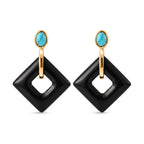 Shungite & Blue Howlite Geometric Drop Earring in Yellow Gold Tone 53.00 Ct._8595080