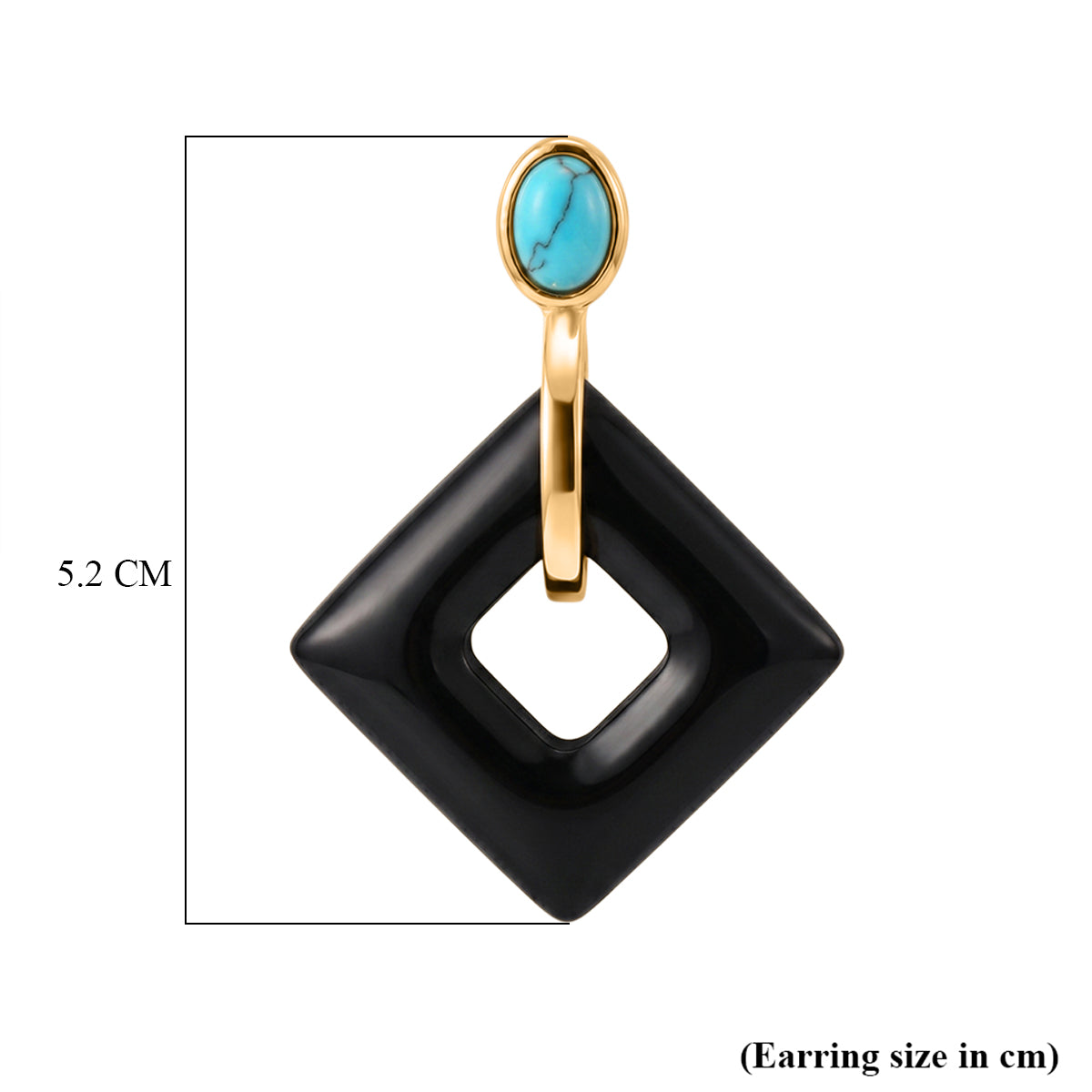 Shungite &amp; Blue Howlite Geometric Drop Earring in Yellow Gold Tone 53.00 Ct. 8595080 5