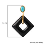 Shungite & Blue Howlite Geometric Drop Earring in Yellow Gold Tone 53.00 Ct._8595080_4