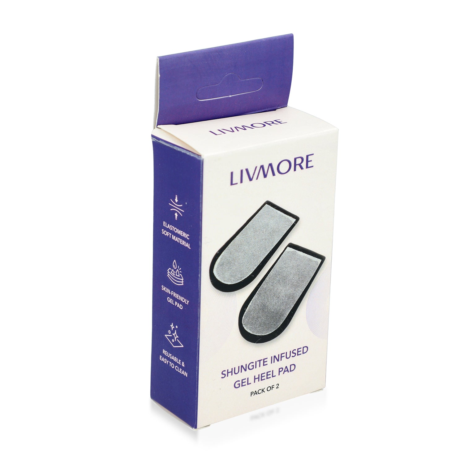 Livmore Set of 2 Shungite Infused Polymer Gel Dotted Heel Pads Targets heel pain, arch pain, foot fatigue, ailment like plantar fasciitis or otherwise due to tiredness 8595827 6