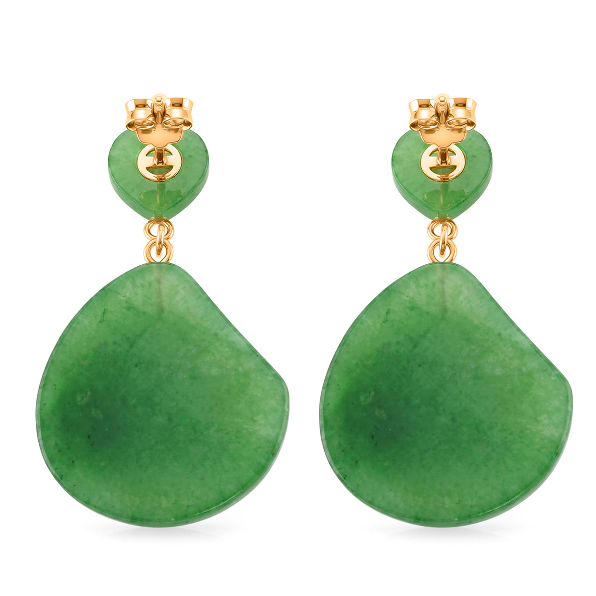 D'Joy - Green Jade &amp; White Cubic Zirconia Celestial Earring with Push Back in Rhodium Overlay Sterling Silver 21.00 Ct. V32514362 4