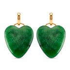 D'Joy - Enhanced Green Jade Heart Earring with Push Back in Yellow Gold Plated Sterling Silver_8595866