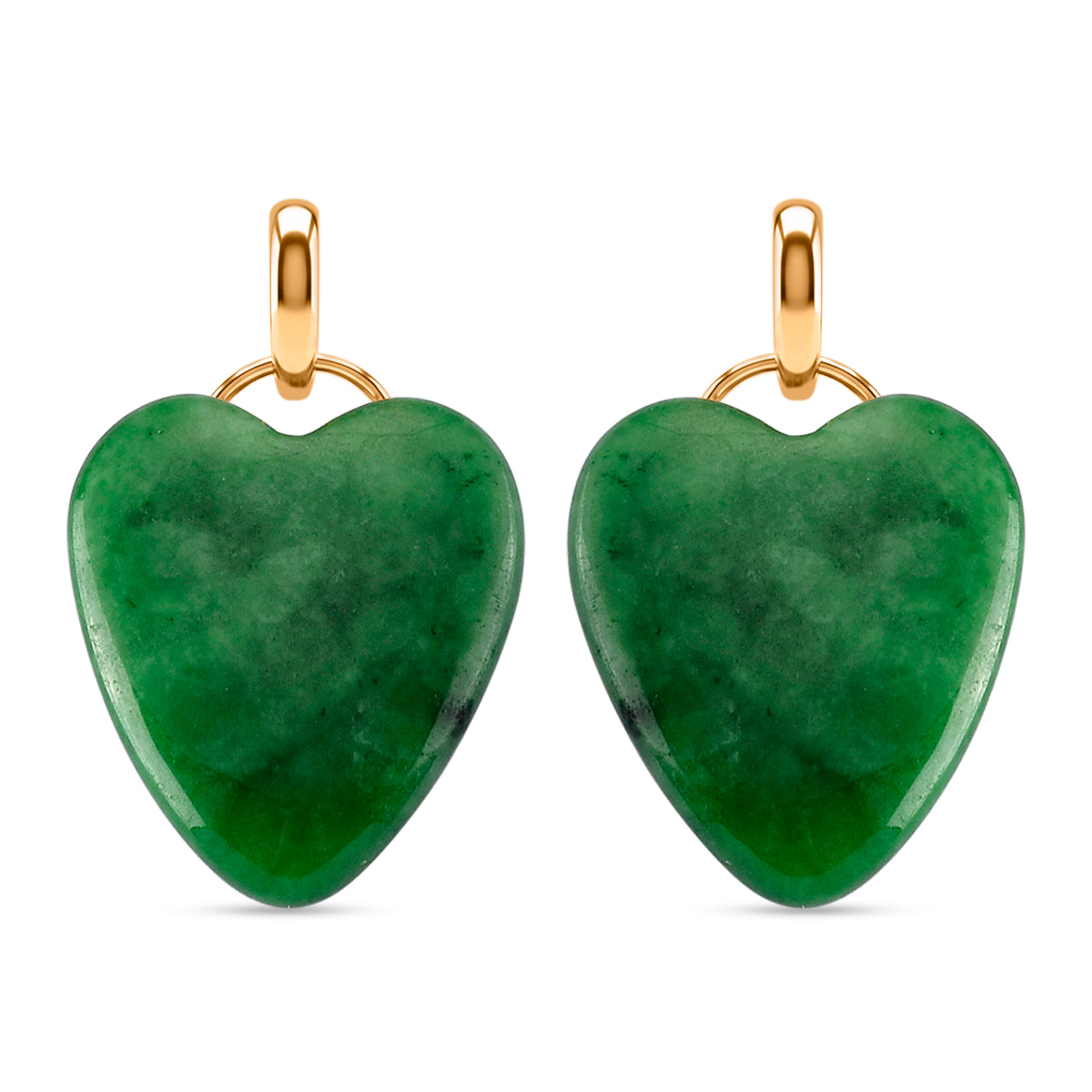 D'Joy - Enhanced Green Jade Heart Earring with Push Back in Yellow Gold Plated Sterling Silver V32577029 0