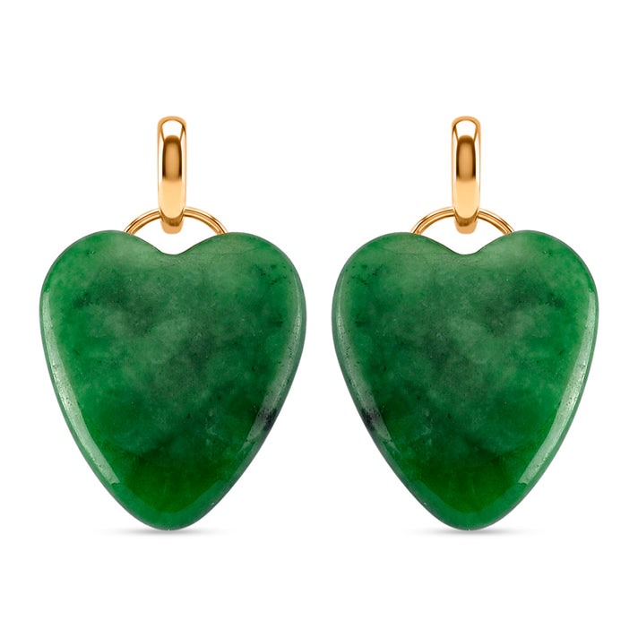 D'Joy - Enhanced Green Jade Heart Earring with Push Back in Yellow Gold Plated Sterling Silver 8595866 1