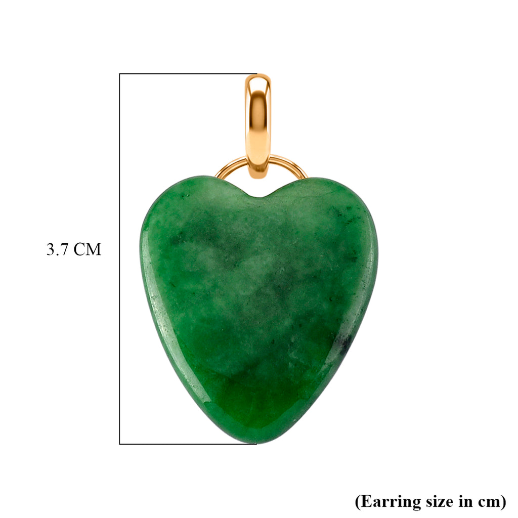 D'Joy - Enhanced Green Jade Heart Earring with Push Back in Yellow Gold Plated Sterling Silver_8595866_4