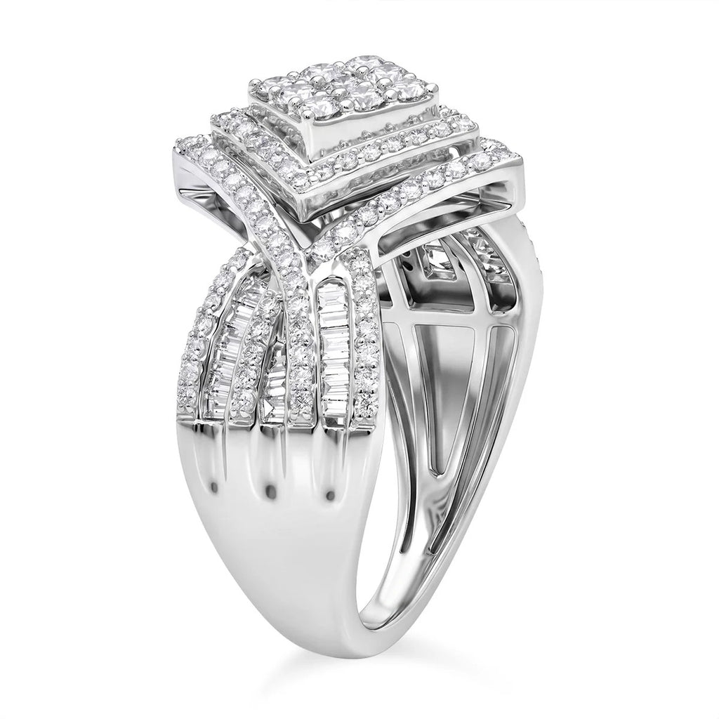 Luxuriant - Lab Grown Diamond (SI/G-H)  Ring in Rhodium Overlay Sterling Silver 1.00 cts_8596469_2