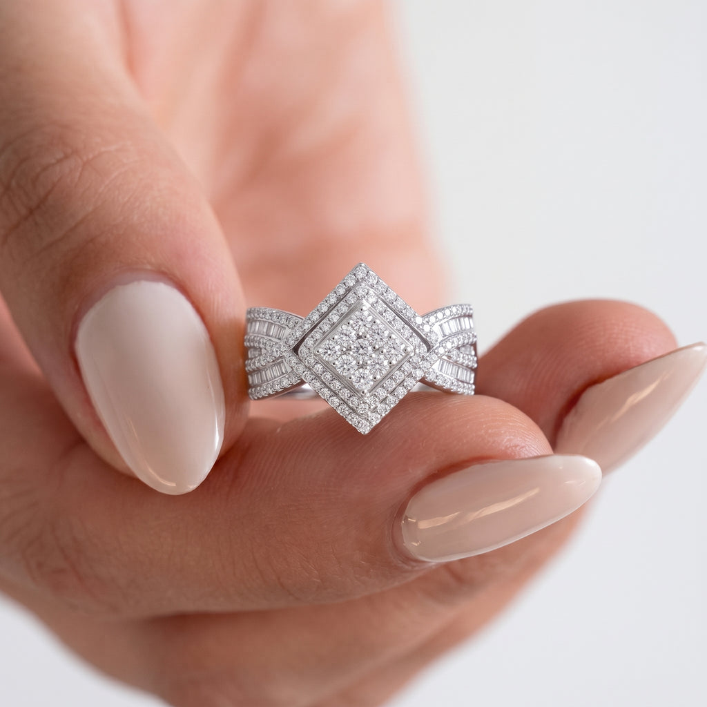 Luxuriant - Lab Grown Diamond (SI/G-H)  Ring in Rhodium Overlay Sterling Silver 1.00 cts_8596469_3