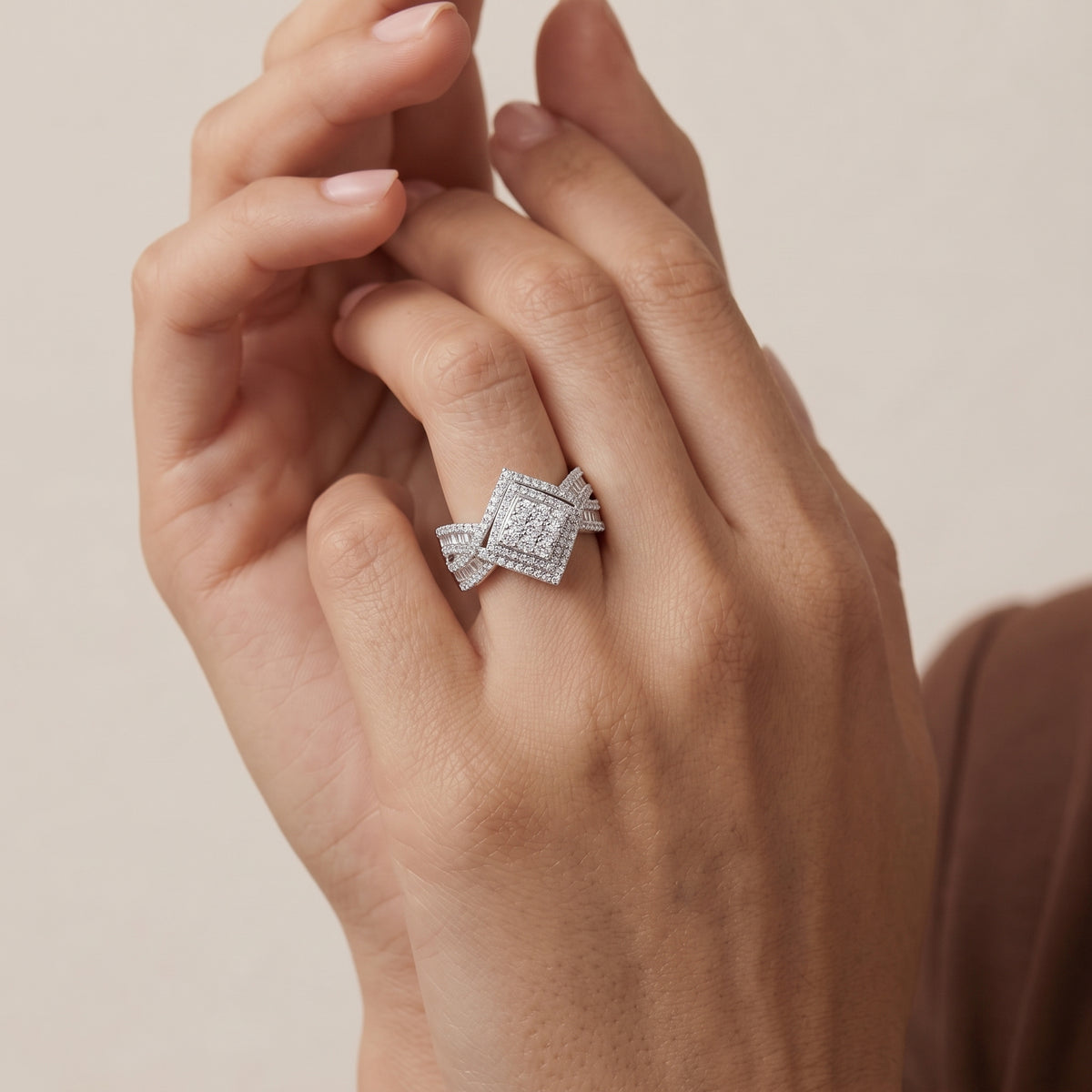 LUXURIANT Lab Grown Diamond Kite Design Ring in Rhodium Overlay Sterling Silver (SI-G-H) 8596469 5
