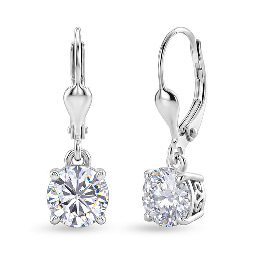 D'Joy Moissanite Earring with Lever Back in Rhodium Overlay Sterling Silver 2.40 Ct._8596483