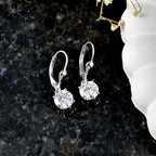 D'Joy Moissanite Earring with Lever Back in Rhodium Overlay Sterling Silver 2.40 Ct._8596483_2