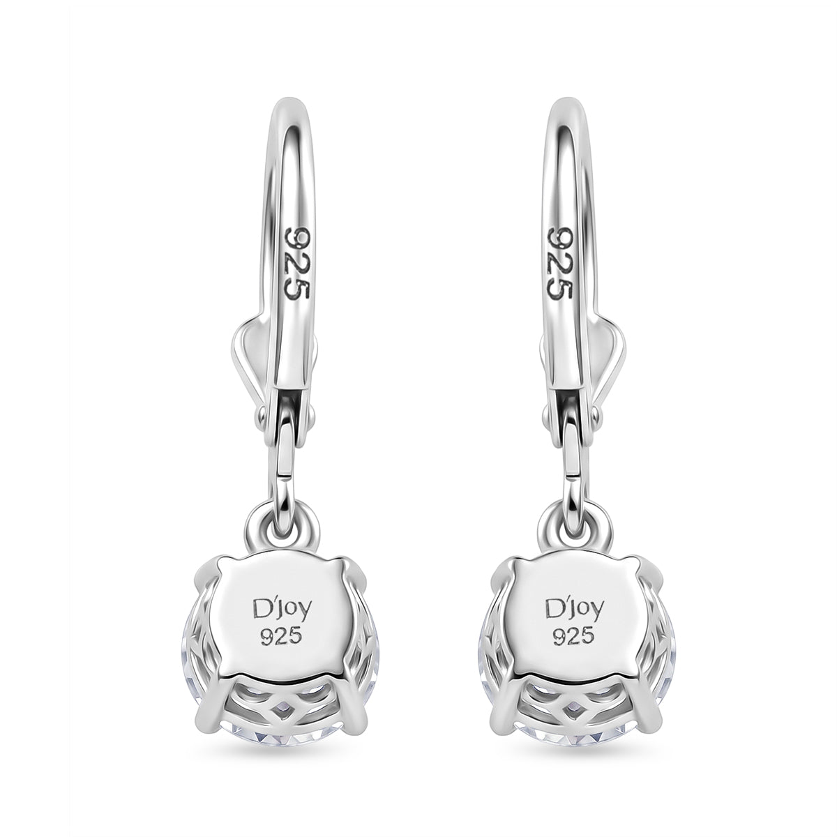 D'Joy Moissanite Earring with Lever Back in Rhodium Overlay Sterling Silver 2.40 Ct. 8596483 5