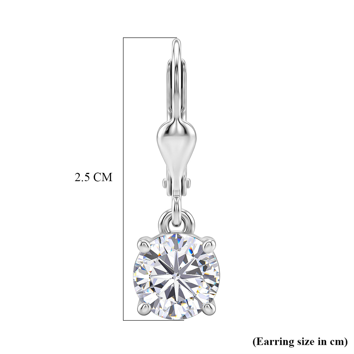 D'Joy Moissanite Earring with Lever Back in Rhodium Overlay Sterling Silver 2.40 Ct. 8596483 6