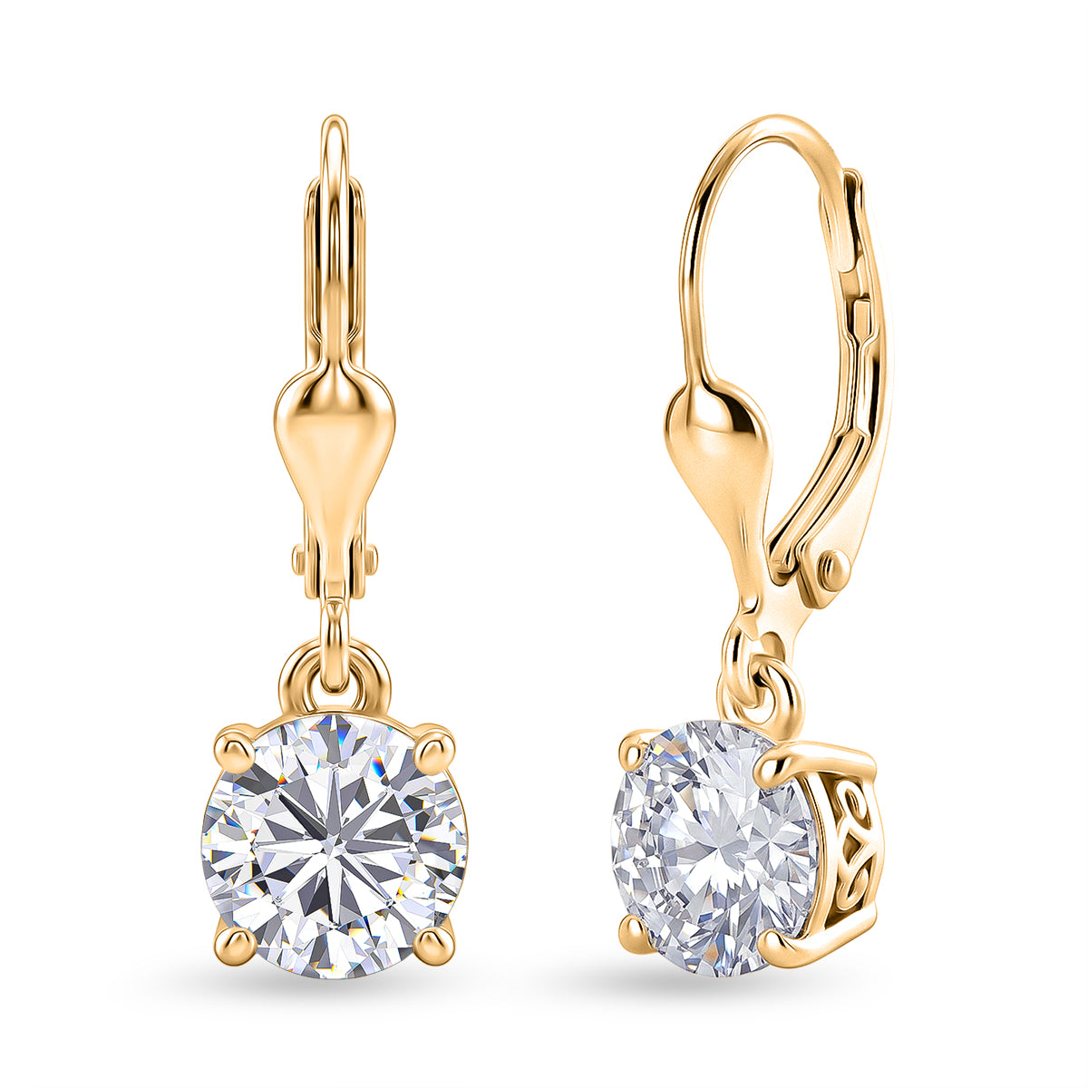 D'Joy Moissanite Earring with Lever Back in 18K Vermeil Yellow Gold Plated Sterling Silver 2.40 Ct. V32605944 0