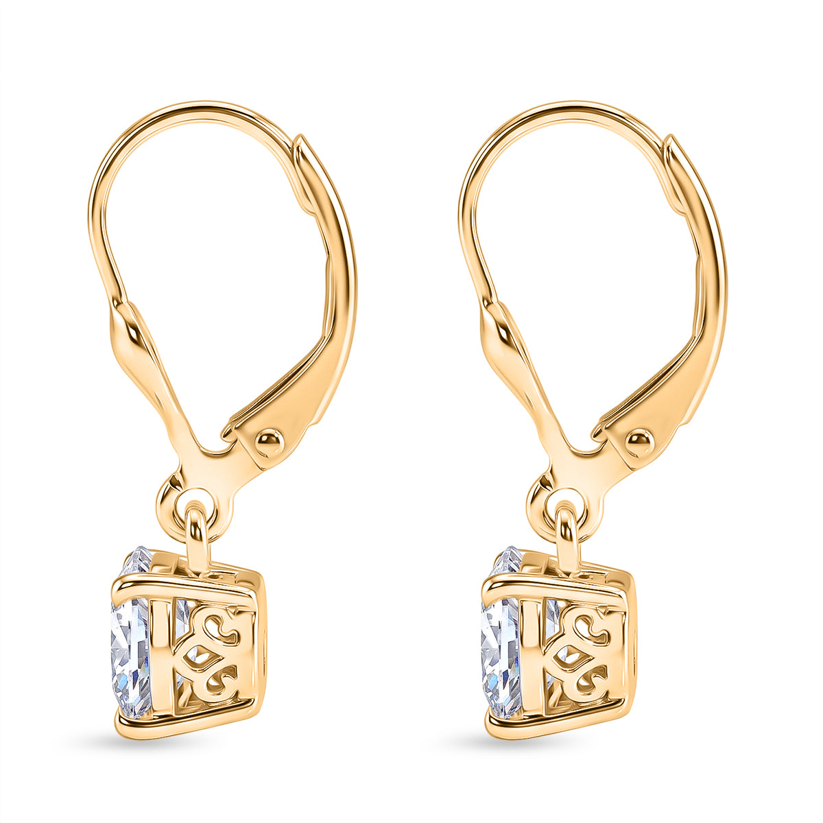 D'Joy Moissanite Earring with Lever Back in 18K Vermeil Yellow Gold Plated Sterling Silver 2.40 Ct. V32605944 4