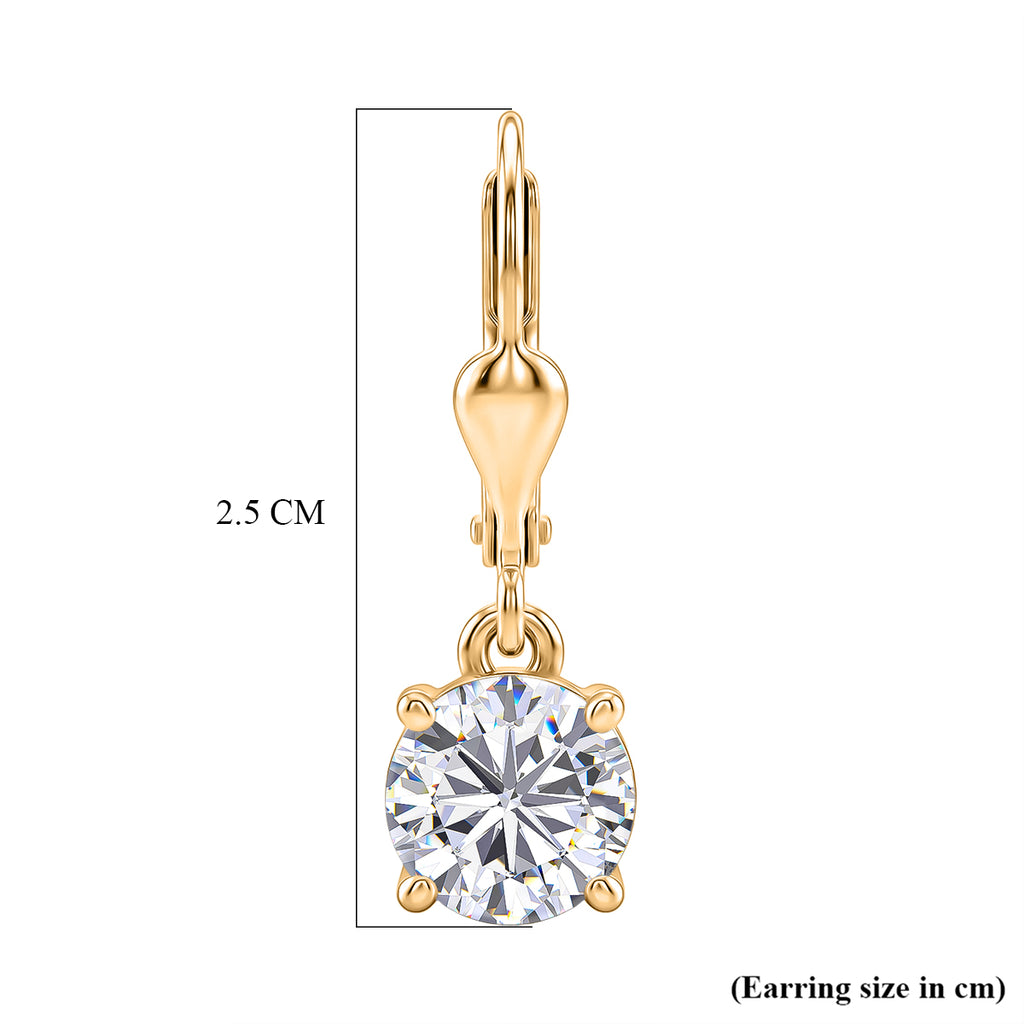 D'Joy Moissanite Earring with Lever Back in 18K Vermeil Yellow Gold Plated Sterling Silver 2.40 Ct._8596509_5