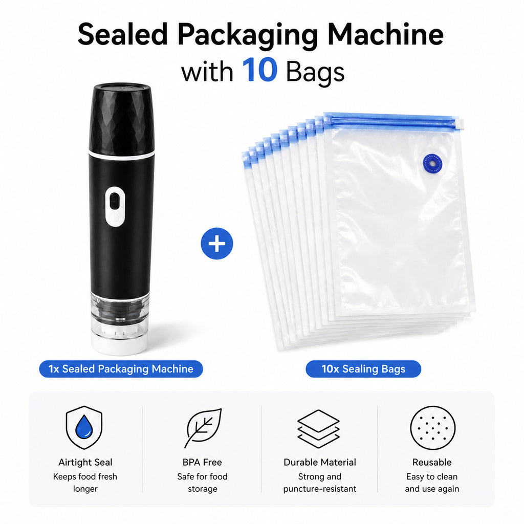 Livmore Rechargeable Mini Portable Bag Heat Sealer with 10 Sealing Bags - USB Powered - White_8596520_2