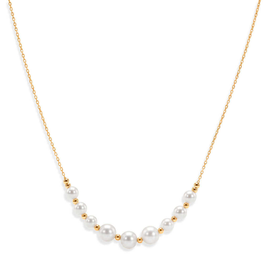 D'Joy - Akoya Pearl Adjustable Beads Necklace (Size - 18+2 Ext) in Yellow Gold Plated Sterling Silver 10.00 Ct._8596537
