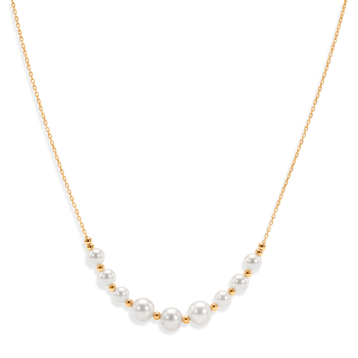 D'Joy - Akoya Pearl Adjustable Beads Necklace (Size - 18+2 Ext) in Yellow Gold Plated Sterling Silver 10.00 Ct. V32518823 0