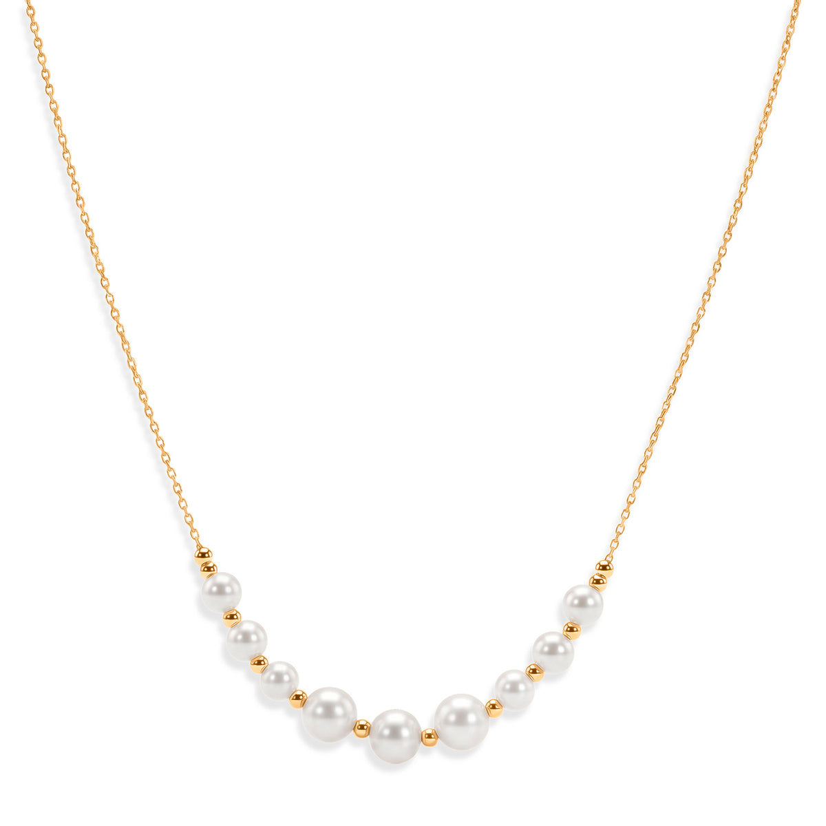D'Joy - Akoya Pearl Adjustable Beads Necklace (Size - 18+2 Ext) in Yellow Gold Plated Sterling Silver 10.00 Ct. V32518823 0