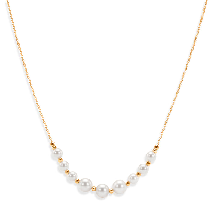 D'Joy - Akoya Pearl Adjustable Beads Necklace (Size - 18-2 Ext) in Yellow Gold Plated Sterling Silver 10.00 Ct. 8596537 1