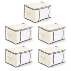Set of 5 Large Non-Woven Clothes & Bedding Storage Bags (60 x 41 x 34 cm) - Beige_8596858