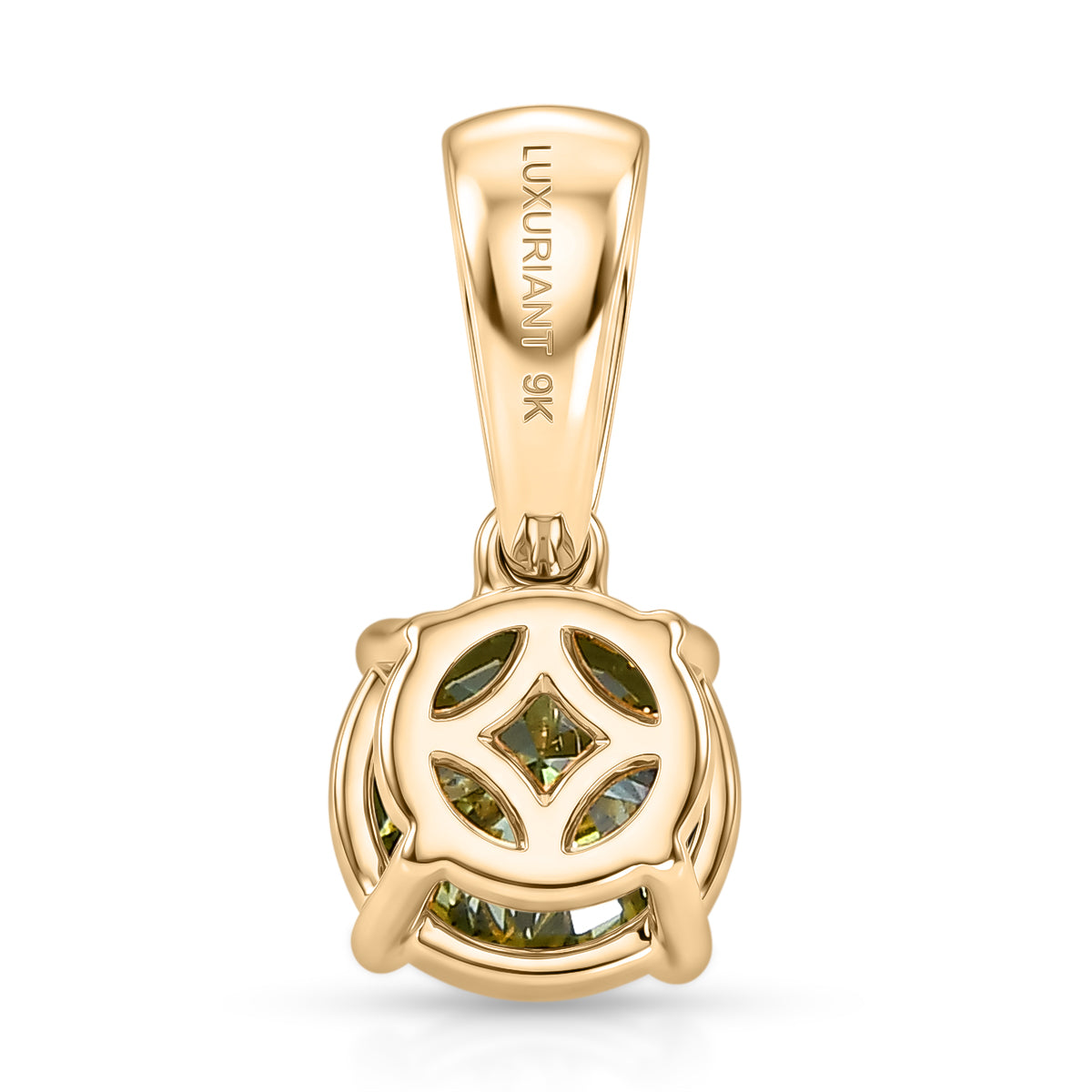 LUXURIANT 1 Ct. Lab Grown Green Diamond Round Cut Solitaire Pendant in 9K Yellow Gold SGL Certified (SI) 8596942 5