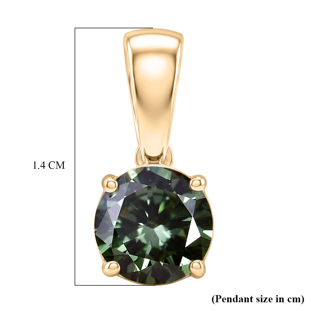 LUXURIANT 1 Ct. Lab Grown Green Diamond Round Cut Solitaire Pendant in 9K Yellow Gold SGL Certified (SI) 8596942 6