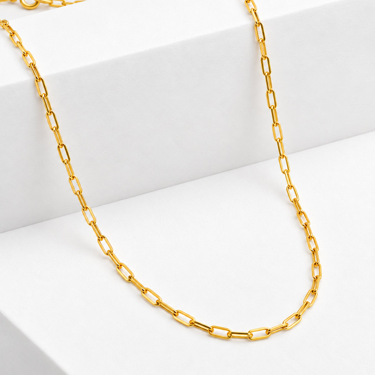9K Yellow Gold Paperclip Necklace (Size - 18) with Lobster Clasp. V32598982 5