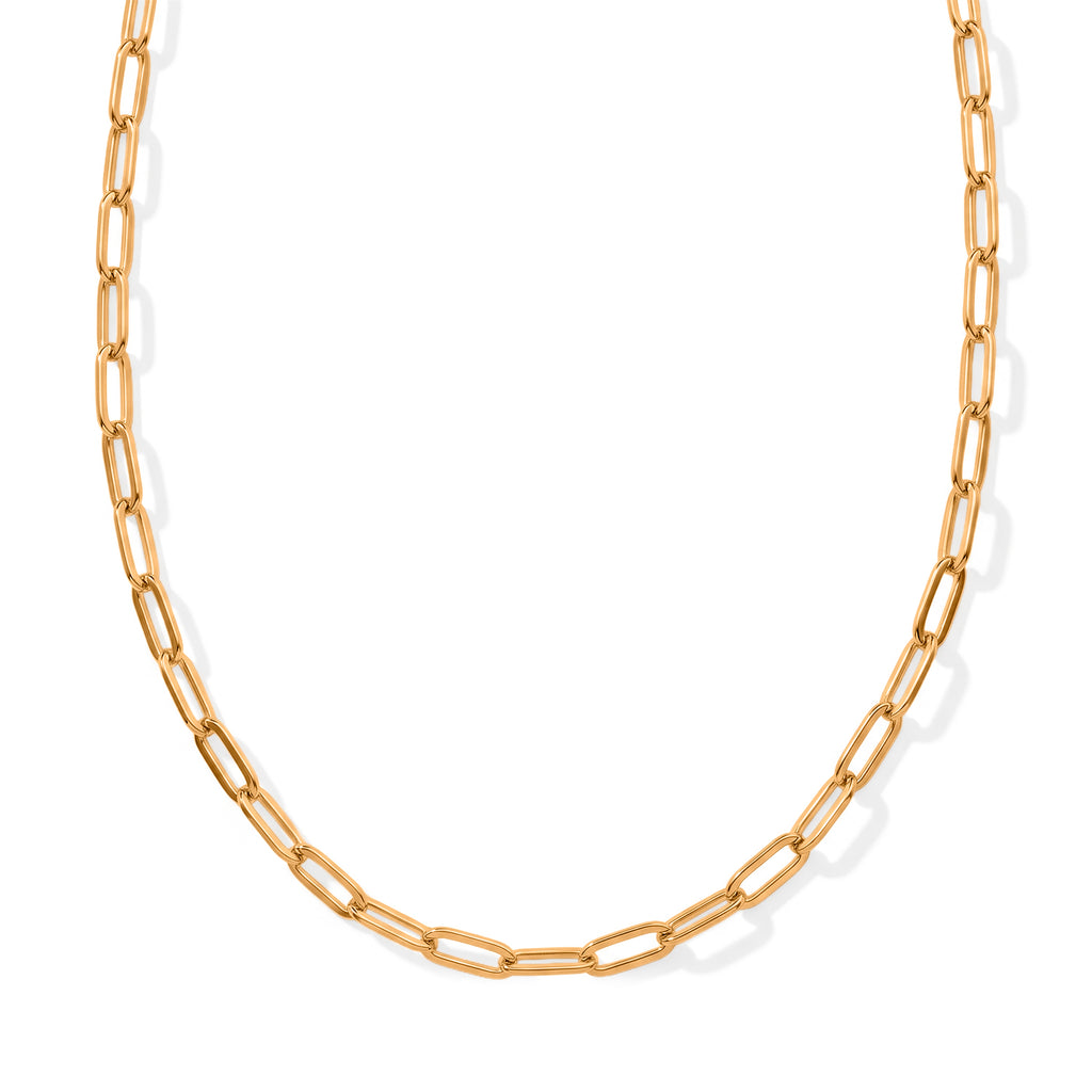 9K Yellow Gold Paperclip Chain (Size - 24) with Lobster Clasp_8596957