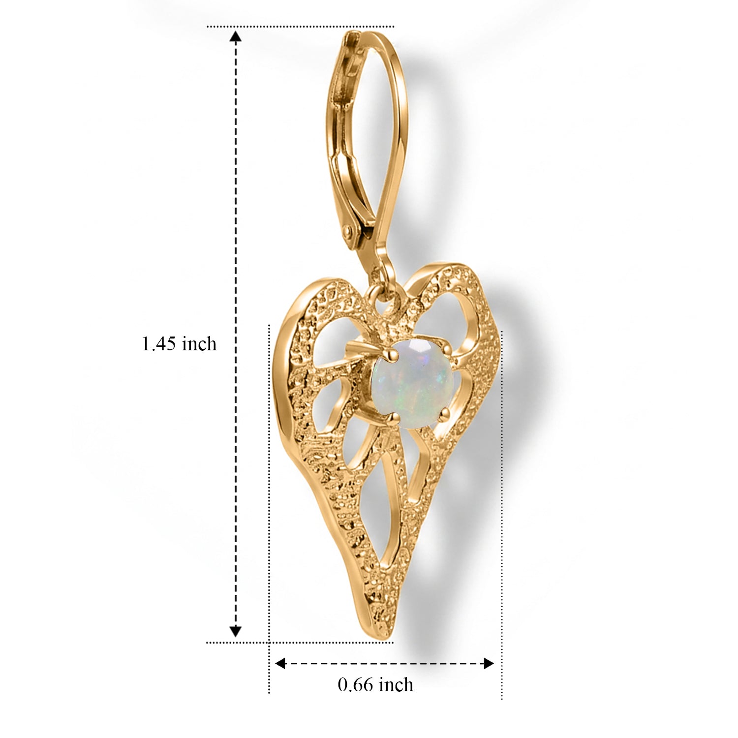 EverTrue - Ethiopian Opal Heart Dangle Earring with Lever Back in Yellow Gold Tone V32530157 3