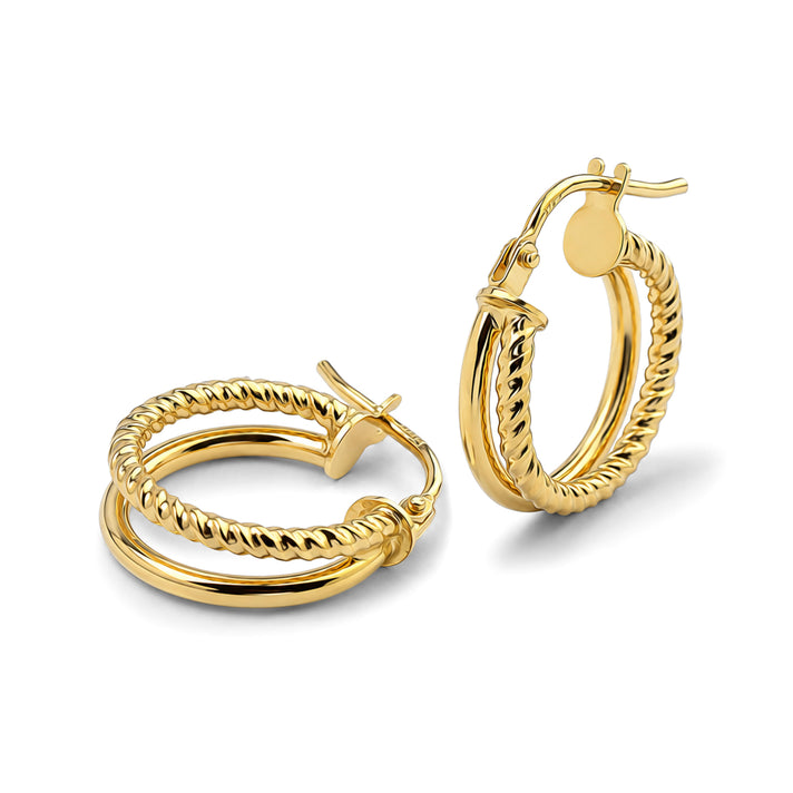 Maestro Collection-9K Yellow Gold Double Hoop Earring with Clasp 8597037 1