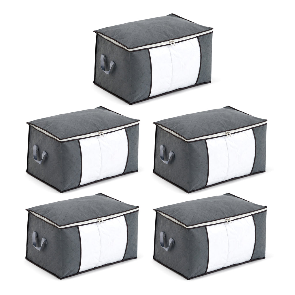Set of 5 Large Capacity Storage Bags with Zips (Size 60x41x34 cm) - Grey_8597275
