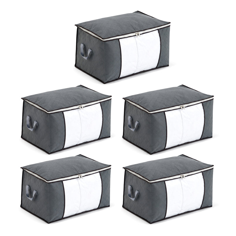 Set of 5 Large Capacity Storage Bags with Zips (Size 60x41x34 cm) - Grey_8597275