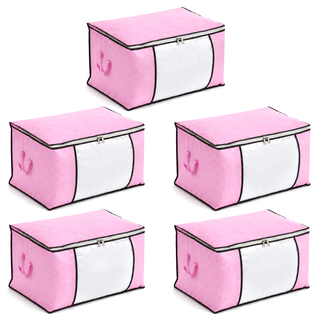 Patterned Storage Box (Size 60x41x34 cm) - Pink_8597277