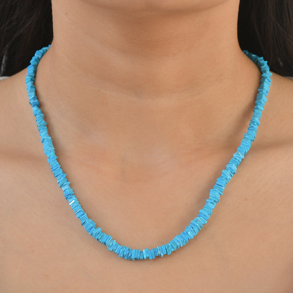 D'Joy - Turquoise Necklace (Size - 18+2 Ext) in Rhodium Overlay Sterling Silver 95.00 Ct._8597495_1