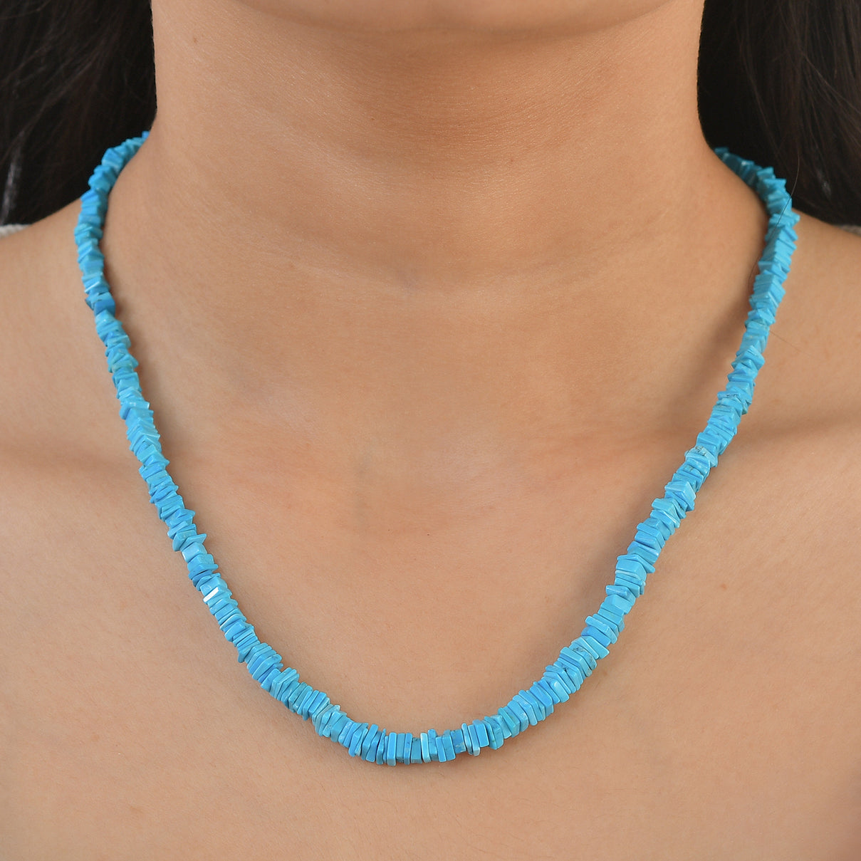 D'Joy - Turquoise Necklace (Size - 18+2 Ext) in Rhodium Overlay Sterling Silver 95.00 Ct. 8597495 2