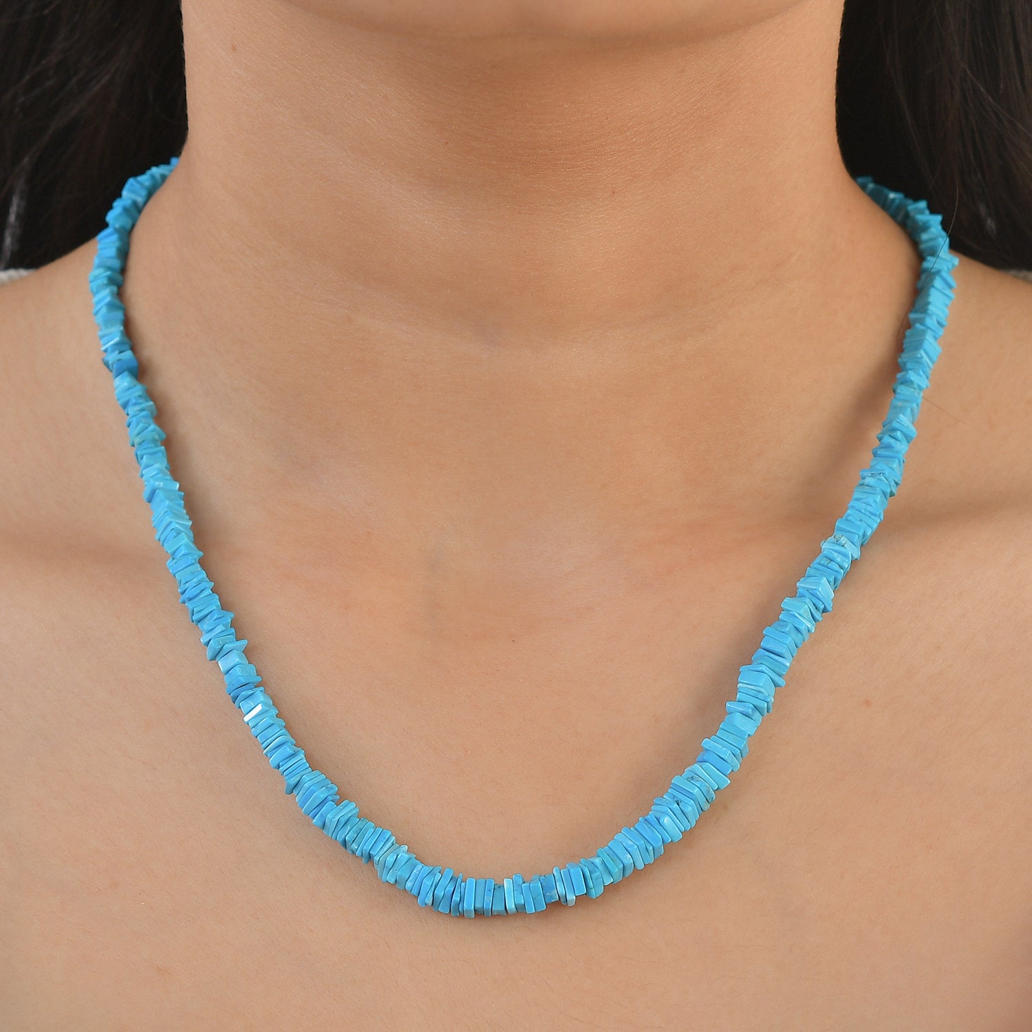 D'Joy - Turquoise Necklace (Size - 18+2 Ext) in Rhodium Overlay Sterling Silver 95.00 Ct. 8597495 2