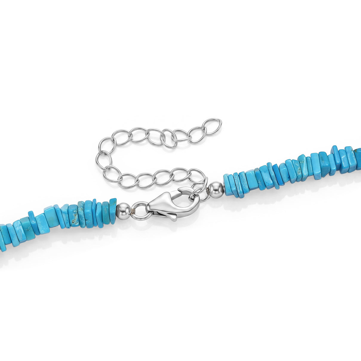 D'Joy - Turquoise Necklace (Size - 18+2 Ext) in Rhodium Overlay Sterling Silver 95.00 Ct. 8597495 5