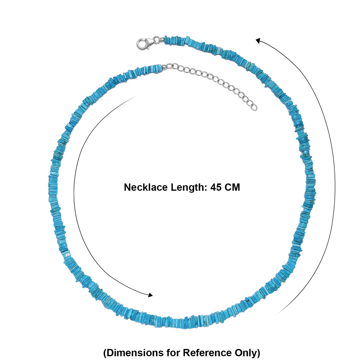 D'Joy - Turquoise Necklace (Size - 18+2 Ext) in Rhodium Overlay Sterling Silver 95.00 Ct. 8597495 6