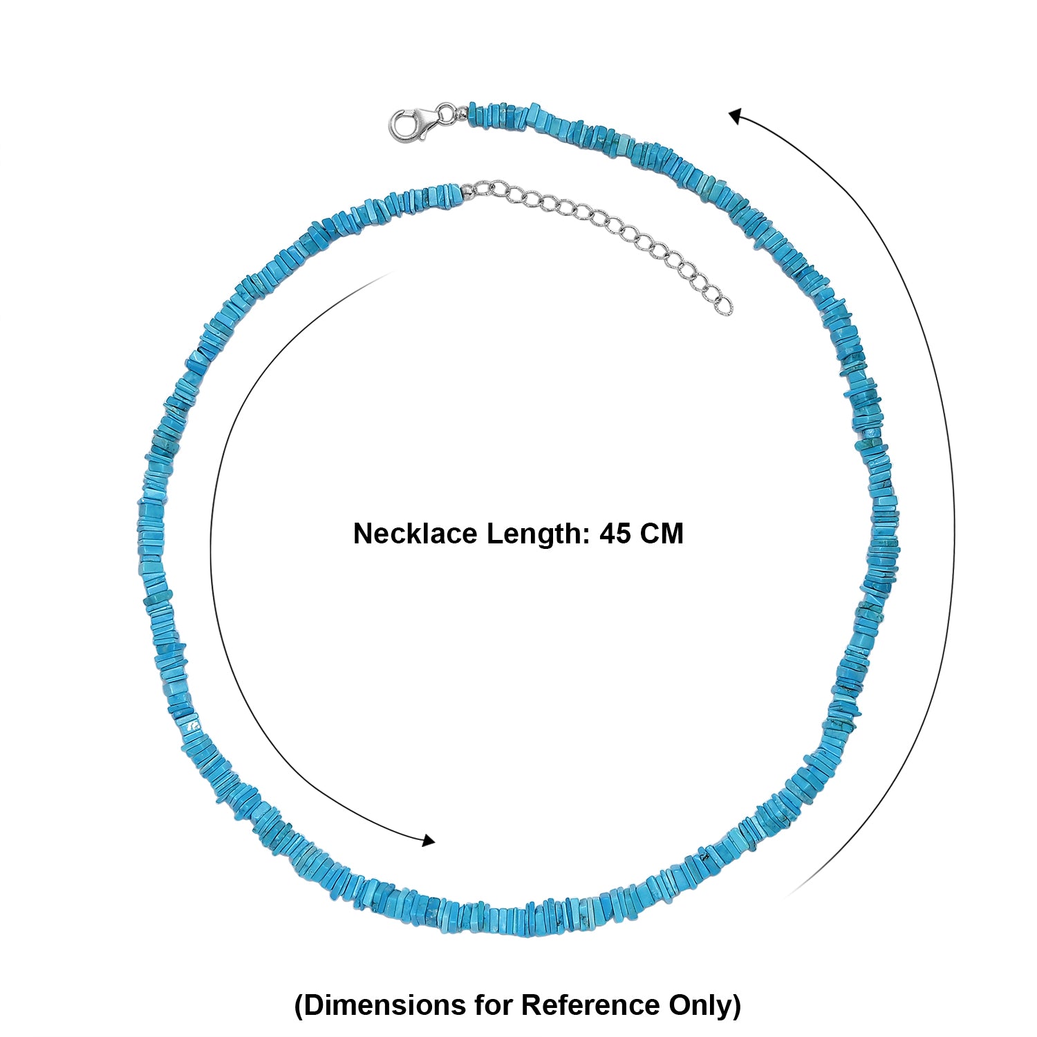 D'Joy - Turquoise Necklace (Size - 18+2 Ext) in Rhodium Overlay Sterling Silver 95.00 Ct. 8597495 6